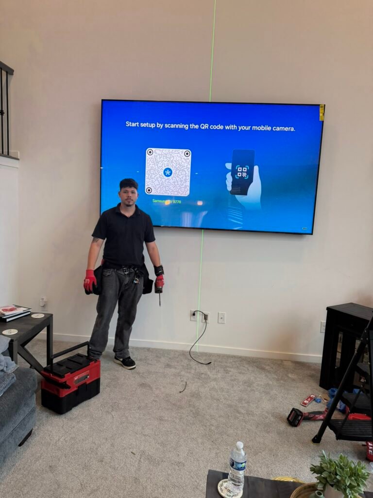 Large flat screen TV securely mounted in Oldham County home Large flat screen TV securely mounted in Oldham County home