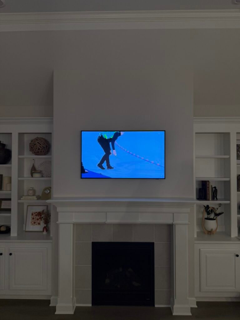 Samsung Frame TV mounted above fireplace in Prospect KY Samsung Frame TV mounted above fireplace in Prospect KY