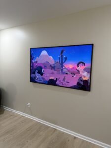 Art display mounted on a painted wall